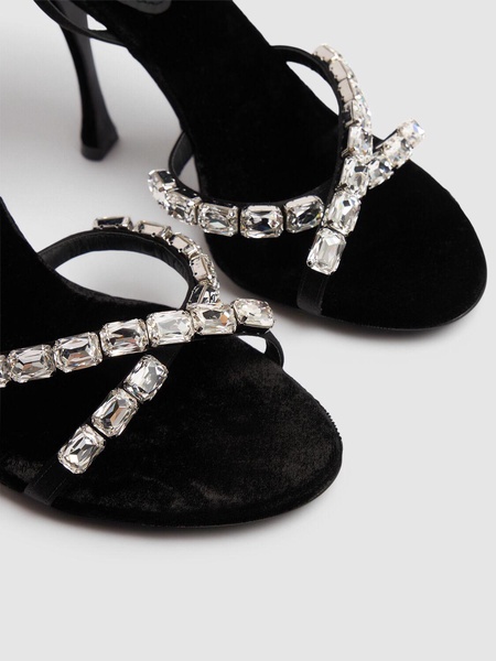 105mm Velvet & crystal sandals