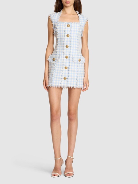 Gingham tweed mini dress
