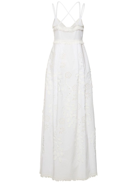 Embroidered eyelet lace long dress