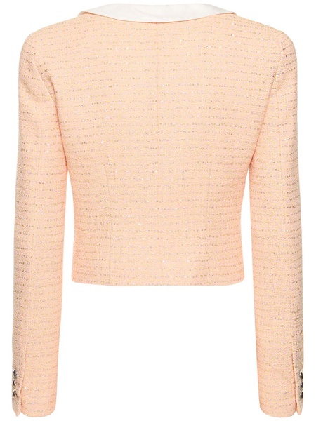 Sequined tweed jacket w/ collar