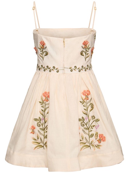 Sapucai flowers linen mini dress