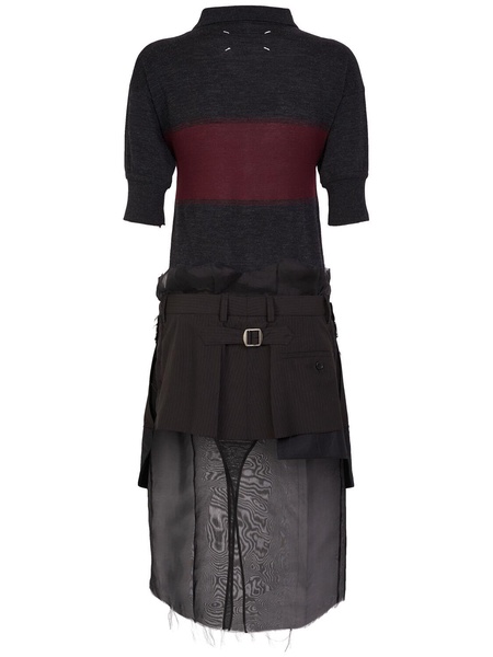 Layered wool blend midi dress
