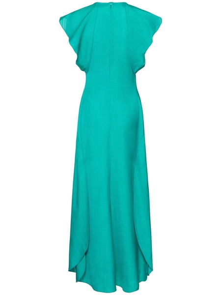 Folded cap sleeve viscose midi dress