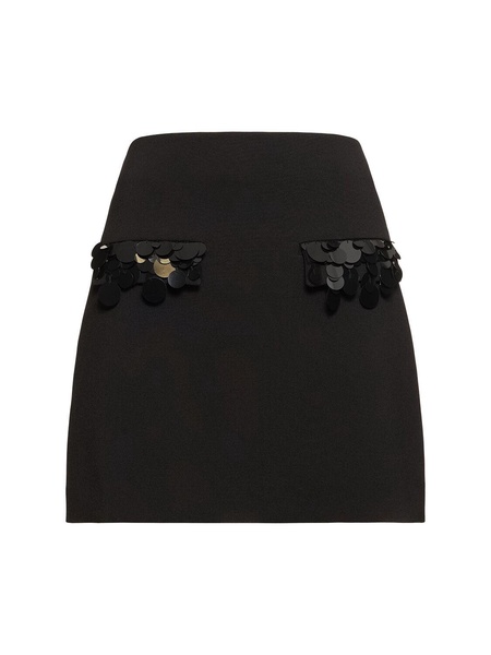 Double crepe cady mini skirt w/sequins