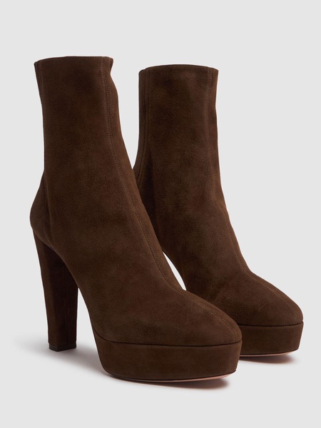 120mm Saint Honore suede plateau booties