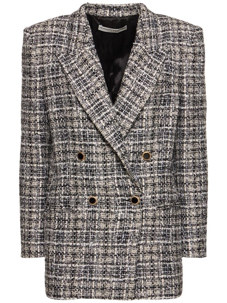 Oversized checked lurex tweed blazer