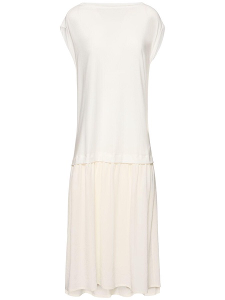 Crepe de chine & taffeta midi dress