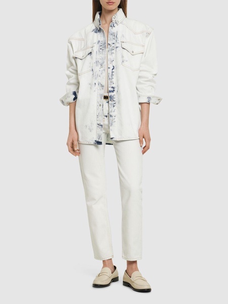 Bleached denim overshirt