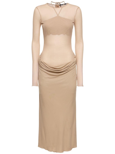 Draped jersey midi dress