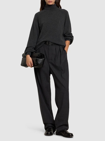 Tailored soft wool wide leg pants