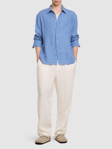 Garment-dyed lightweight linen pants