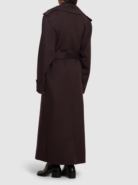 Wool long trench coat