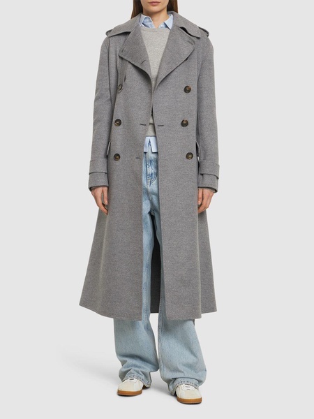 Wool double breasted belted coat
