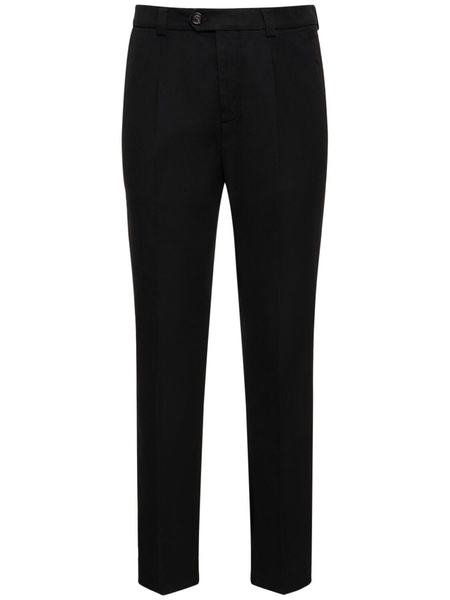 Cotton gabardine straight pants