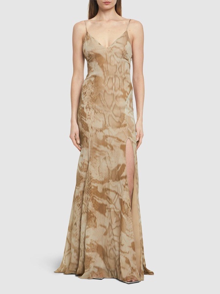 Printed viscose long dress
