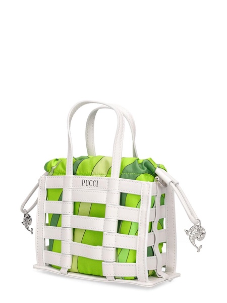 Mini Cage leather & silk bag