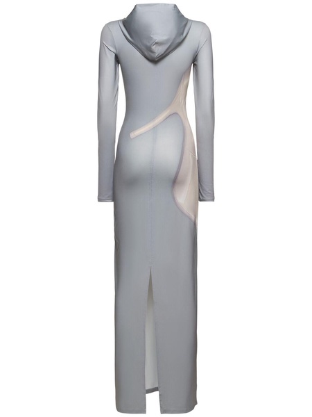 Printed jersey hooded long dress