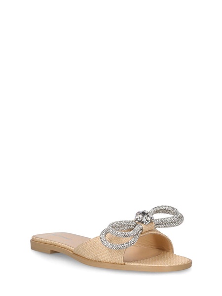 10mm Double Bow raffia flat sandals