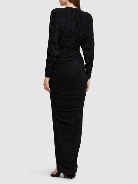 Draped lurex jersey long dress