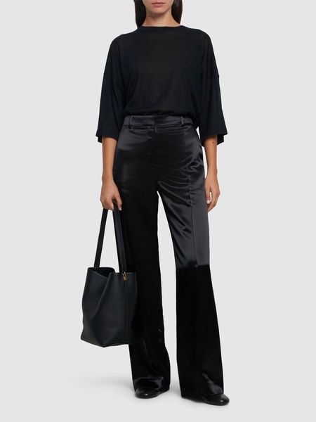 Encore midrise satin flared pants