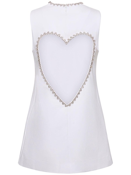 Crystal heart crepe mini dress