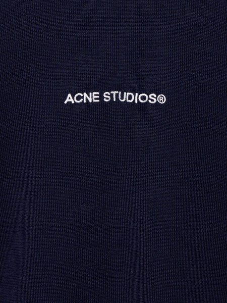 Logo vintage wool blend zip sweater