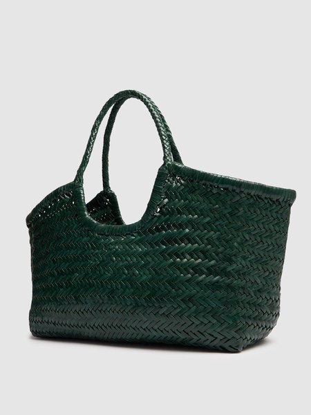 Big Nantucket woven leather basket bag
