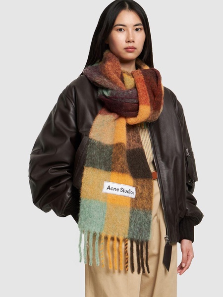 Vally checked wool-blend scarf