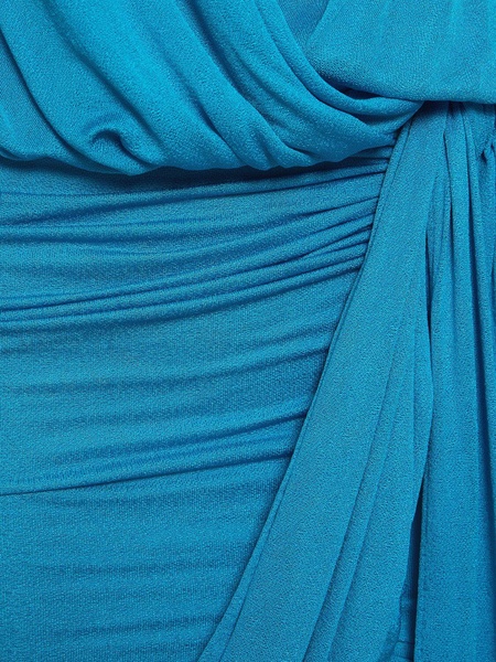 Draped viscose jersey mini dress w/bow