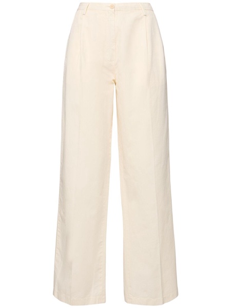 Cotton & linen wide leg pants