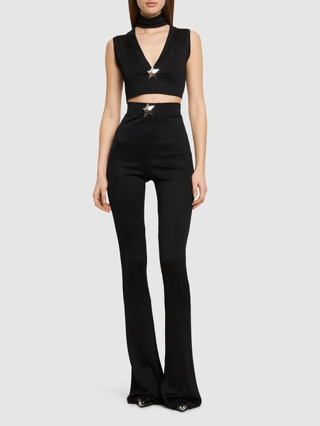 V neck crop top w/stud