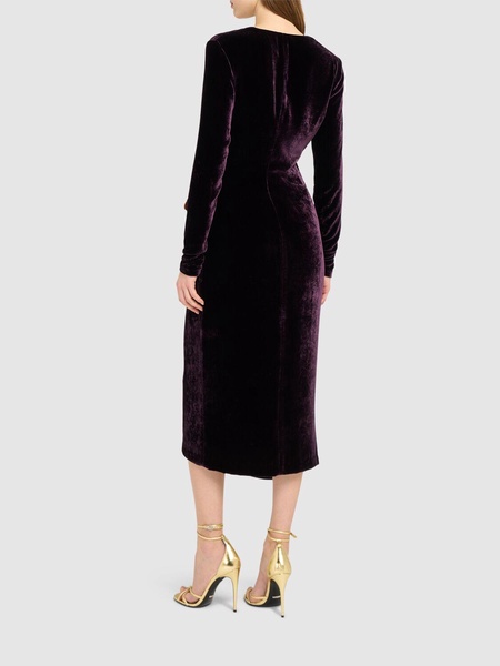 Fluid velvet midi wrap dress