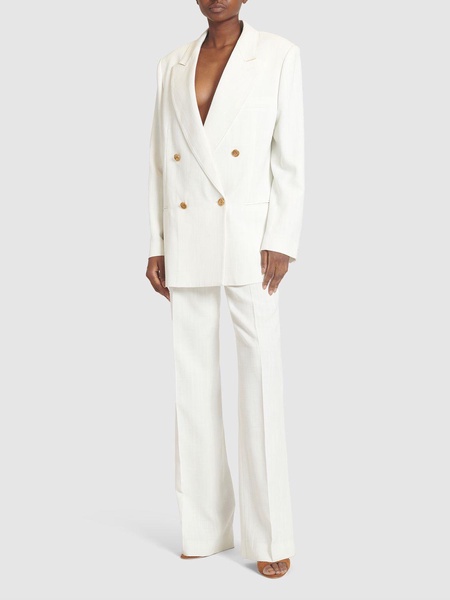 Mid rise crepe straight pants