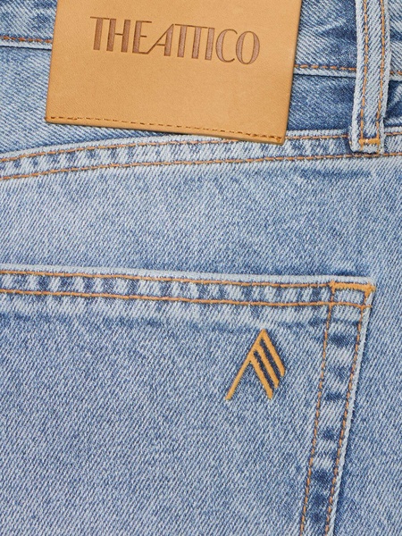 Glossy coated denim straight jeans