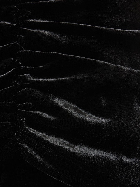 Velvet high neck draped long dress