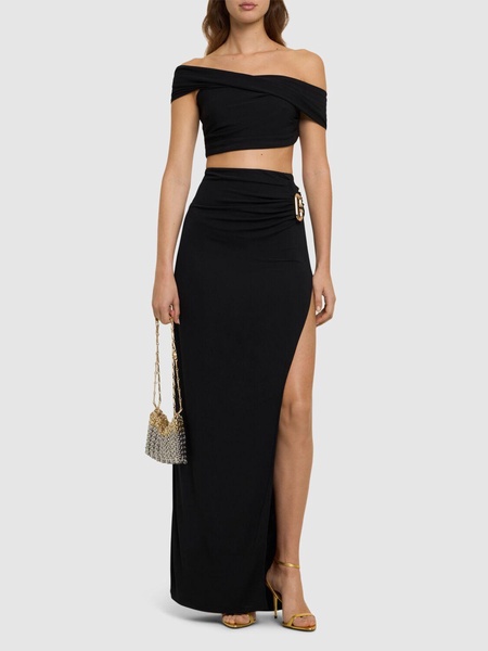 Draped crepe jersey crop top