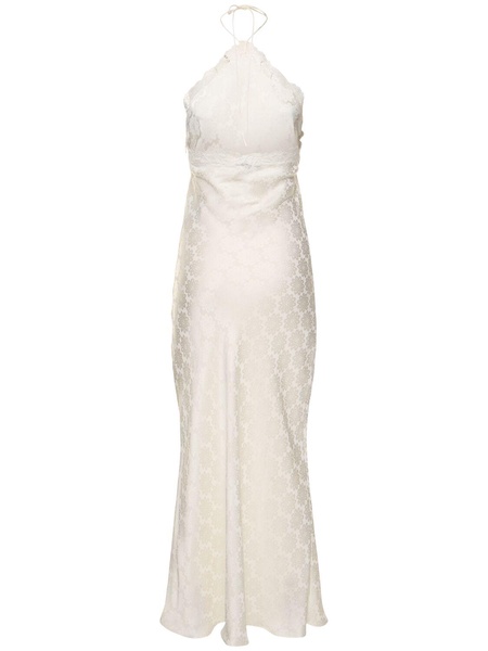 Jacquard satin halter neck midi dress