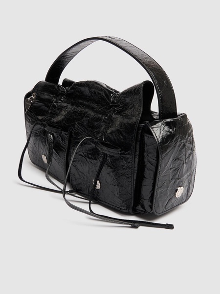 Multipocket crinkled leather bag