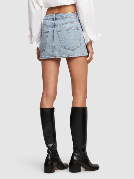 V front denim mini skirt