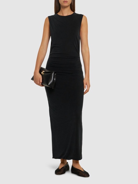 Cupro draped jersey midi dress