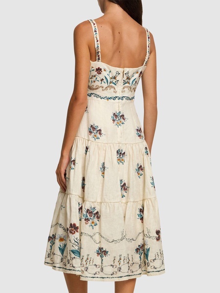Lima embroidered linen midi dress