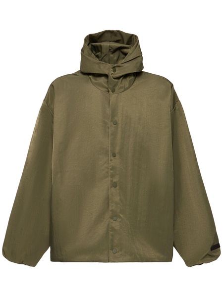 Textured nylon zip-up hoodie