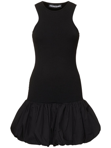 Bubble rib knit viscose blend mini dress
