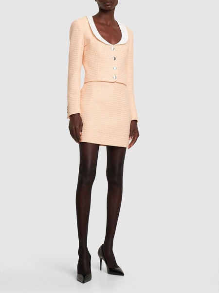 Sequined tweed jacket w/ collar