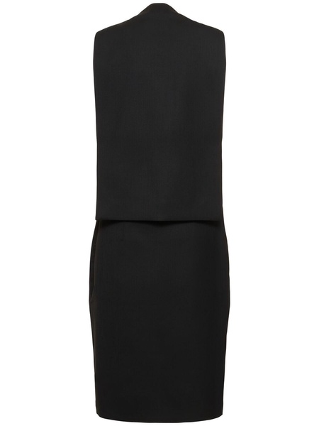 Open back crepe midi dress w/cape