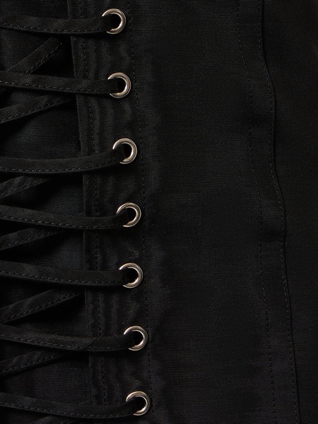 Moiré mini dress w/ lace-up detail