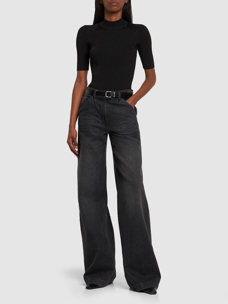 Compact rib knit technical top