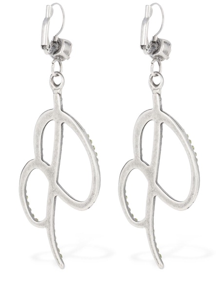 Crystal B logo drop earrings