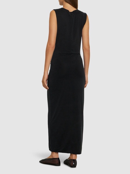 Cupro draped jersey midi dress