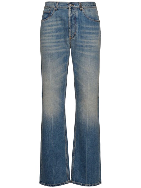 Cotton denim straight jeans